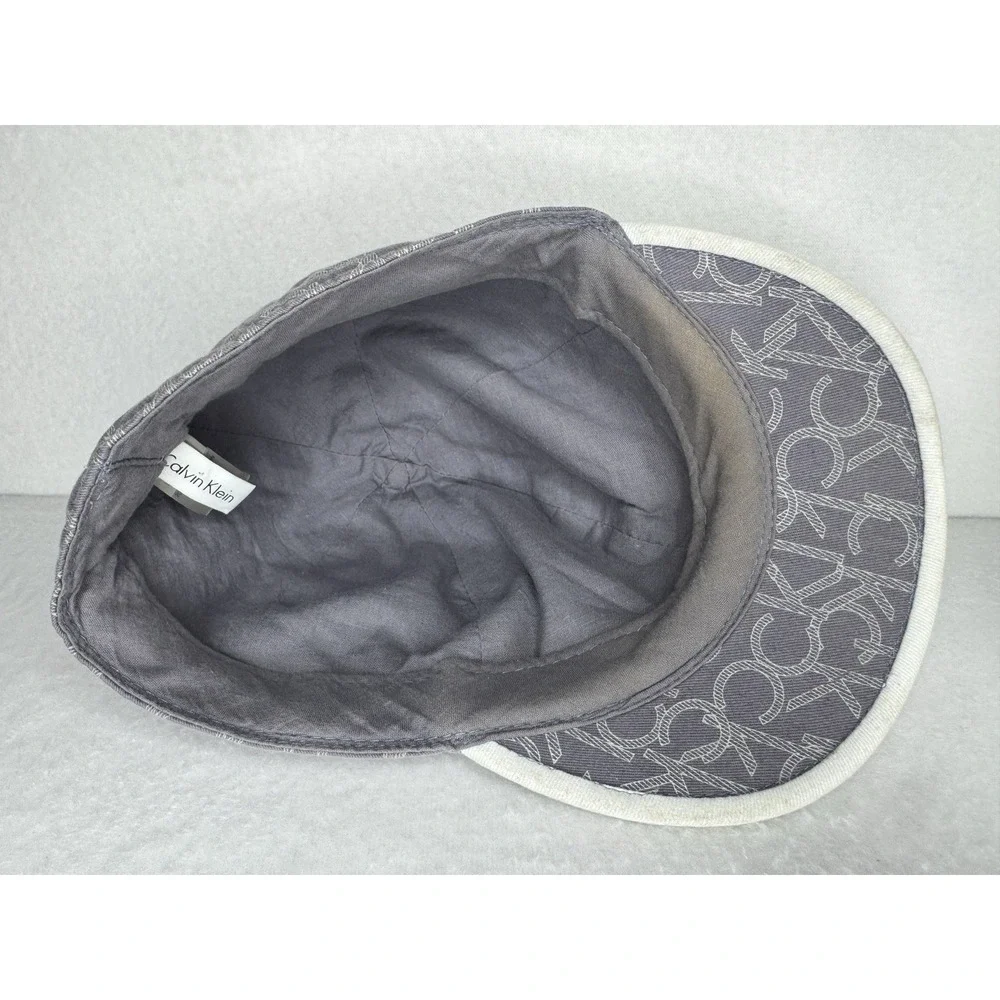 Calvin Klein Fitted Newsboy Caby Shorty Cotton‎ Hat Comrade Logo CK Gray